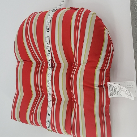 One Outdoor Patio Seat Cushion Red, Green, White, Tan Stripes - Picture 9 of 9
